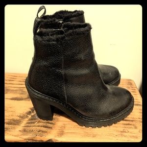 Dr. Martens Magdalena fur lined black heel boots 9